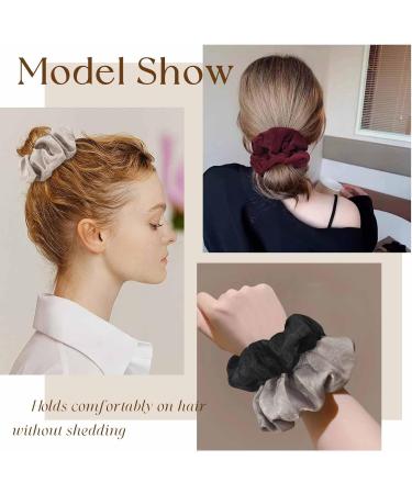 Kavya Hair Scrunchies for Women large Silk Scrunchie Satin Hair Tie Elastics Hair Bobbles Traceless Scrunchy Ponytail Holders Hair Accessories for Women and Girls with Fine Thick Hair - Buy Online on GoSupps.com