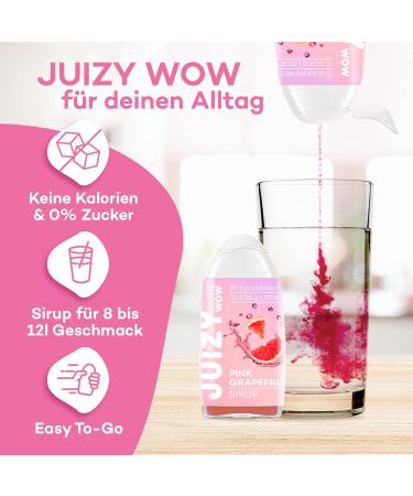 Juizy WoW Sugar-Free Syrup | 12 x 65ml Pink Grapefruit | Zero Calories | Vegan Beverage Concentrate | Natural Drink Mix | Low-Calorie Juice Bundle - Buy Online on GoSupps.com