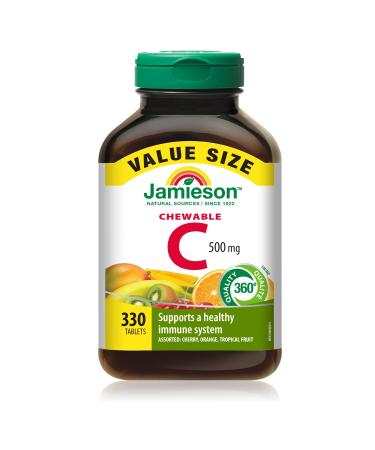Jamieson Chewable Vitamin-C 500mg Value Supplement Pack(330 Count) Mixed 3 Flavors