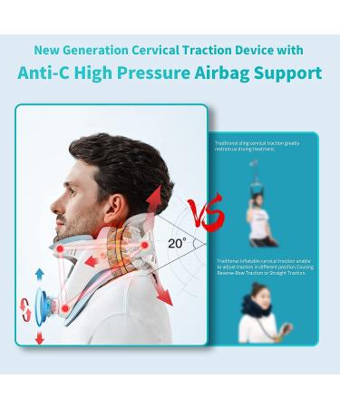H2 Life Cervical Neck Traction Device - Adjustable Ergonomic Neck Stretcher for Pain Relief and Spine Alignment - Neck Brace with Airbag Support - Ideal Gifts for Men, Women, Dad, Mom - Buy Online on GoSupps.com