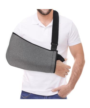 Fasola Universal Arm Sling Shoulder Immobilizer For Women Men Teenager Adjustable Arm Support Strap for Broken Wrist Elbow Arm Dislocated Shoulder - L L Grey