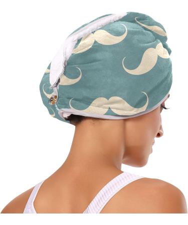 Mustache Seamless Pattern Hair Towel 2 Pack | Super Absorbent Quick Dry Hair Turbans for Women & Girls - Buy Online on GoSupps.com