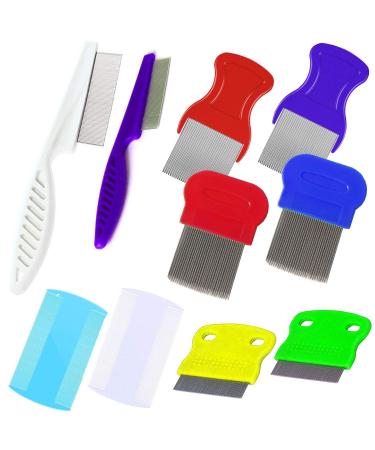 TuNan Set of 10 Pet Dog Grooming Lice Comb, Metal Head Comb for Long Hair, Dog Tear Stain Remover Combs, Hair Combs Remover for Dogs Cats, Removes Crust Mucus and Stains - 5 Types - Buy Online on GoSupps.com