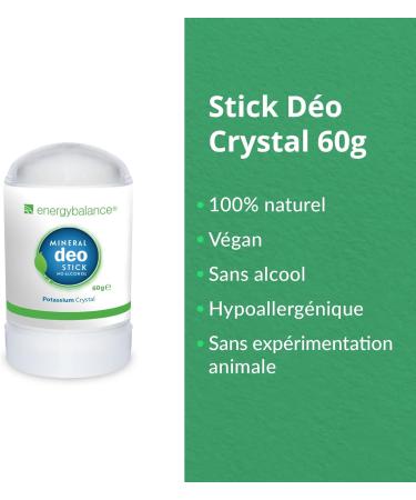 EnergyBalance Deo-Stick crystal 60g without aluminum (aluminum chlorides) - For men and women - Odorless - Deodorant - Brand quality from Switzerland - Buy Online on GoSupps.com
