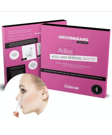 Nose Waxing Kit Groomarang For Her Adios Nose Hair Waxing Kit for Women - Includes Nose Hair Wax Beads Pullers & Upper Lip Protectors for Fast Effective & Painless Nose Hair Removal