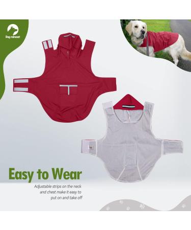 5XL Red Cellar Dog Rain Coat - Waterproof & Lightweight Jacket with Hood Collar Hole & Reflective Strip for Medium to Large Dogs - Buy Online on GoSupps.com