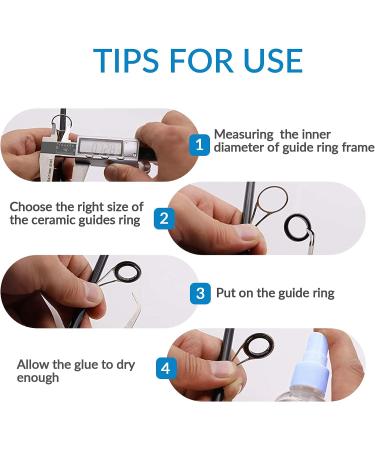 THKFISH Rod Repair Kit - 40pcs C-Black Guides Ring - Stainless Steel Carbon Spinning Rod Guides - Fishing Rod Tip Repair Kit with Ceramics Tips - 35pcs / 75pcs / 40pcs - Buy Online on GoSupps.com