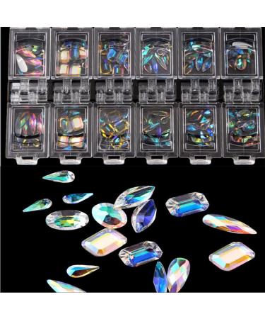 12 Grid Colorful Nail Rhinestones AB Diamond Marquise Glass Stones - Nail Art Decorations - Buy Online on GoSupps.com