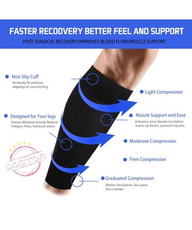 Footless Compression Socks for Women & Men | 20-30mmHg Calf Sleeves for Leg Support Varicose Veins & Shin Splints - 2 Pairs X-Large - Black - Buy Online on GoSupps.com