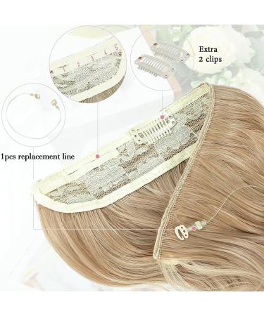 Secret Hair Extensions 12 Inch Bleach Blonde Invisible Wire Synthetic Hair Pieces for Women - Natural Wavy Hair Extension - Buy Online on GoSupps.com