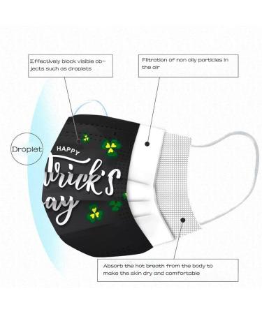WEXCV 50-Piece One-Way Face Masks - St. Patrick's Day Breathable 3-Layer Mouth & Nose Protection for Men & Women - Dustproof & Comfortable - Buy Online on GoSupps.com