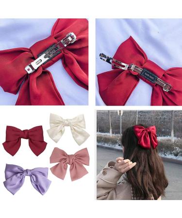 Premium Hair Clips with Loop - Large Bowknot Accessories for Women (4 Pack) - Stylish Hair Clips for All Occasions - Buy Online on GoSupps.com