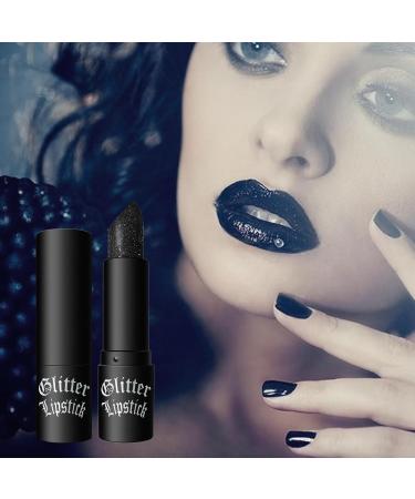  Opilroyn Halloween Black Lipstick Glitter Lipstick | Waterproof Glitter Sparkling Lipstick Non-Stick Matte Balm Body-Free for Women - Buy Online on GoSupps.com