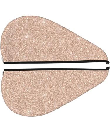 Hair Towel Wrap - Quick Drying Towel Turban with Button | Beige Sparkling Glitter | Perfect for Fast Hair Drying - Buy Online on GoSupps.com