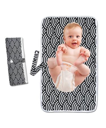 Foldable Travel Changing Mat Portable Baby Change Mat Waterproof Travel Changing Mat for Home Travel Outside (Black)