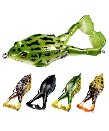 Pelican Mate Topwater Frog Lures Double Propellers Soft Silicone Bass Bait Realistic Frog Lures Kit Set Trout Pike Freshwater Saltwater 5pcs/3.55''/0.46oz