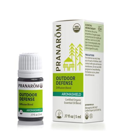Pranarom - Aromashield Outdoor Defense Diffusion Blend (5ml) - Lemongrass Citronella Orange & Tea Tree- 100% Pure Essential Oil Blend for Outdoor Protection | USDA and ECOCERT Certified Organic