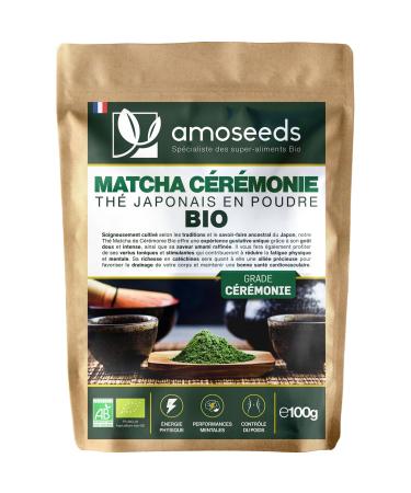 Amoseeds Japanese Organic Matcha Tea 100G | Premium Ceremonial Quality | Shizuoka Region - Japan | Bitterness Free