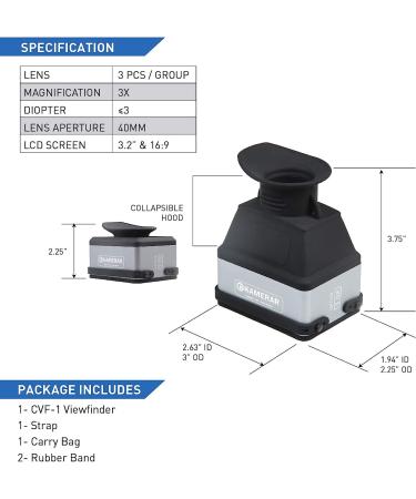 Kamerar CVF-1 Collapsible LCD Viewfinder 3X Magnifier for 3.0-3.2 DSRL Camera Screens | Sunshade Hood for Canon Nikon Sony Pentax DSLR - Buy Online on GoSupps.com