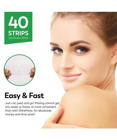 Facial Wax Strips for Women - Hypoallergenic Hair Removal for All Skin Types - Gentle and Fast-Working on Face, Eyebrow, Upper Lip, Chin - 40 Wax Strips + 4 Calming Oil Wipes - Buy Online on GoSupps.com