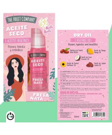 The Fruit Company NATA Strawberry Dry Oil 50ml | Dry Oil Glitter | 5 Vegetable Oils Repairs Hydrates & Beautifies - Shine Shine - Buy Online on GoSupps.com