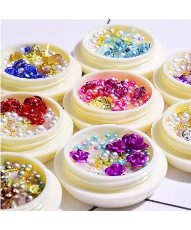 3D Metal Flowers Nail Art Decorations Kit - Mixed Gold Silver Studs & Charms for Manicure - 9 Boxes of Metal Rivets, Diamonds, Gems - Nail Art Supplies - Buy Online on GoSupps.com