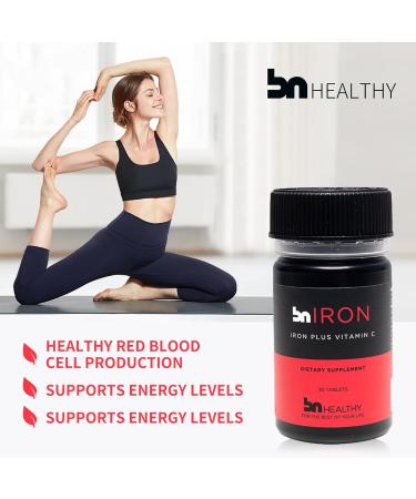 BN Healthy Iron & Vitamin C Tablet - Premium Iron Bisglycinate Supplement with Vitamin C - 60 Tablets for Enhanced Energy and Iron Absorption - Buy Online on GoSupps.com