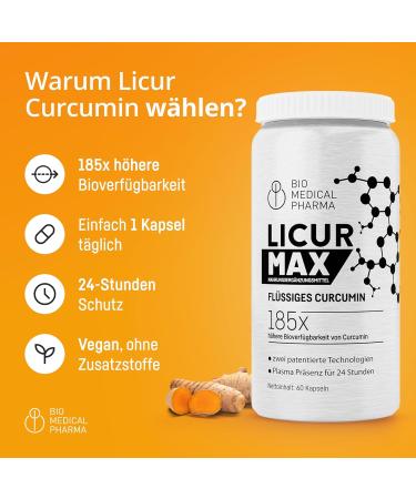 High-Dose Turmeric Capsules with 185x Bioavailability | Vegan Curcumin 6 600mg Equivalent | Licur Max 60 - Monthly Pack - Buy Online on GoSupps.com