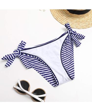 TUNUSKAT Women's 2 Piece Swimsuit Set - Color Block Graphic Tee Crop Top with Bow Striped Shorts Bikini in Blue - Size Medium - Buy Online on GoSupps.com