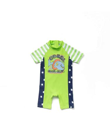 BONVERANO Baby Boys Sunsuit/Swimsuit UPF 50+ Sun Protection One Pieces with Zipper Swimwear with Sun Hat 18 Months Big Fish 1