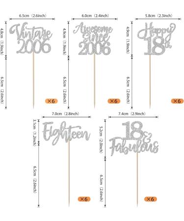 30 Pack Vintage 2006 Cupcake Toppers Glitter Happy 18th Eighteen Awesome Since 2006 Cupcake Picks 18 Fabulous Cake Decorations for 18th Birthday Wedding Anniversary Party Supplies Silver 18th Silver - Buy Online on GoSupps.com