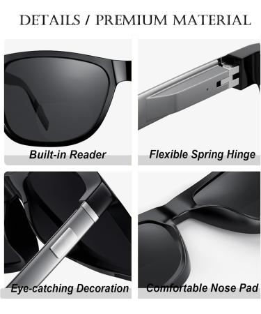 Missfive 3.0x Premium Bifocal Reading Sunglasses - Lightweight Men's Aluminum Golf & Travel Eyewear with Built-in Readers - Durable Vintage Square Metal Glasses - Buy Online on GoSupps.com