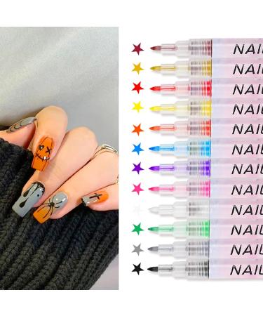 12 Colors 3D Nail Art Pen - DIY Nail Art Tools for Beauty & Manicure | Graffiti Puncture & Flower Design Liner - Buy Online on GoSupps.com
