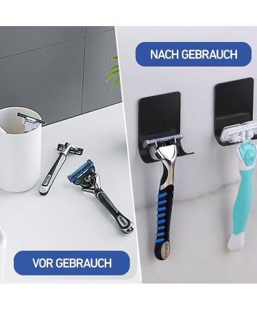 Shop 4-Piece Stainless Steel Shaving Holder Set - No Drilling Self-Adhesive Razor Bracket & Towel Hooks for Bathroom Bedroom Kitchen - Black - Buy Online on GoSupps.com