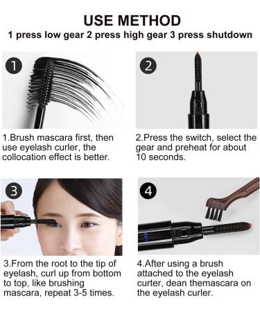 Electric Eyelash Curler USB Rechargeable 10s Fast Heating Eyelash Curler for Long-Lasting Curl Smart Power Off Function (Black) - Buy Online on GoSupps.com