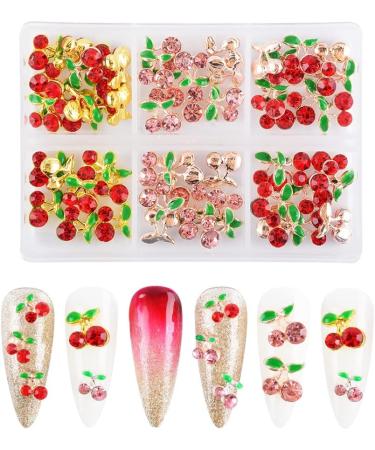 60 Pcs 3D Cherry Nail Charms | Luxury Cherry Design Crystal Nail Studs | Nail Gems for Women DIY Nail Art - Buy Online on GoSupps.com