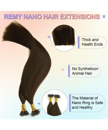 KOCONI 16 Inch Dark Brown Nano Rings Hair Extensions Real Human Hair Extensions Double Drawn Nano Ring Hair Extension Nano Tip Beads Human Hair Extensions 50g 1g/Strand #2 Darkest Brown 16 inch #2 Dark Brown - Buy Online on GoSupps.com