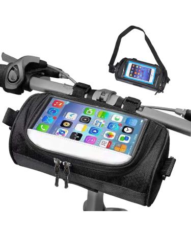 Funmo bicycle pocket front handlebar waterproof bicycle basket pocket mugbing bag multifunctional waterproof bicycle bag with shoulder strap with touchscreen adjustable for E bike MTB - Buy Online on GoSupps.com