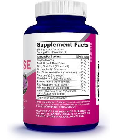 Menopause Complex with Black Cohosh - 60 Capsules | Herbal Ingredients for Menopausal Relief - Buy Online on GoSupps.com