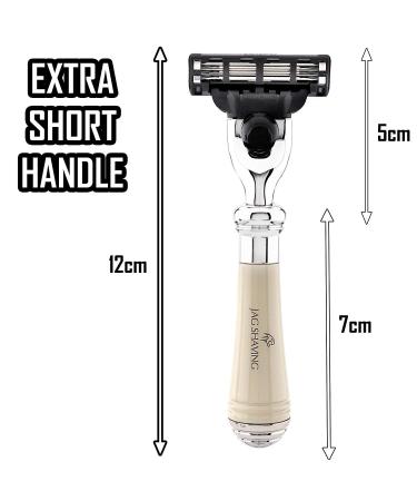 JAG SHAVING Razor - Luxury Short Handle Safety Razor with Triangular Cartridge | High Quality Synthetic Resin for a Premium Shaving Experience - Buy Online on GoSupps.com
