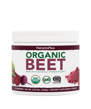 NaturesPlus Organic Beet Powder - 0.53 lbs - Naturally Fermented Beet - USDA Certified Organic Vegan Non-GMO - 30 Servings