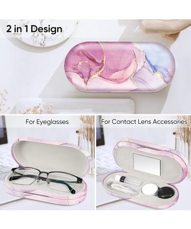 Fintie Double-Sided Glasses Case & Contact Lens Container | Hardcase with Mirror | Travel Set - Glittering Marble Design - Buy Online on GoSupps.com