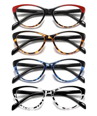 4 Pack Fashion Cat Eye Reading Glasses for Women Computer Blue Light Blocking Readers Anti Glare Eyeglasses 2.5 Mixed Color 1* 2.5 Diopters
