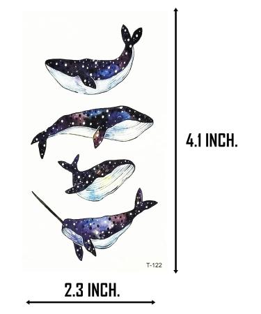 ONCEX Mini 3 Sheets Realistic Whale Temporary Tattoos - Body Painting Stickers for Men and Women - Lower Back, Shoulder, Neck, Arm - 3D Fashion Design - Buy Online on GoSupps.com