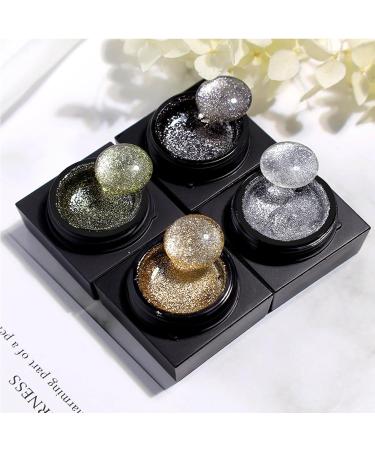 Buy Silver Metal Glitter Gel Nail Polish - 4 Colors | Platinum Gold Silver Black Glitter | Soak Off Gel for DIY Nail Art - Sparkling Nail Polish Liner - Buy Online on GoSupps.com
