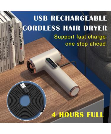 Rechargeable Cordless Hair Dryer Portable Blow Dryer with LED Display Handheld Blowdryer w/Hot & Cold Wind Fast Drying Blow Dryer for Art Painting White - Buy Online on GoSupps.com