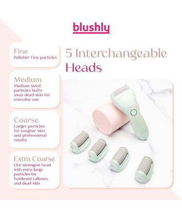 Blushly Rechargeable Foot Callus Remover - Electric + Interchangeable Heads - Smooth & Soft Feet - Heel Callus Remover - Buy Online on GoSupps.com