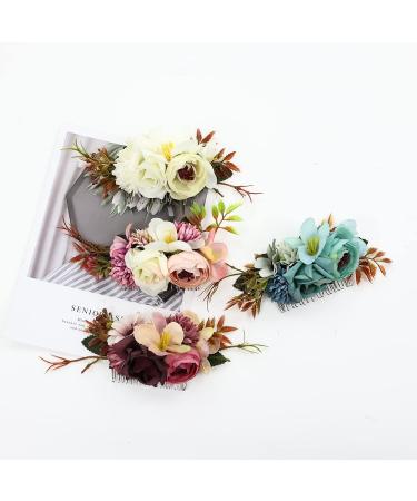 Cinaci 4 Pack Artificial Flower Metal Hair Side Combs Slides Clips Floral Wedding Bridal Headpieces Hairpins Barrettes Bun Chignon Hair Accessories for Women Flower Girls Brides Bridesmaids - Buy Online on GoSupps.com