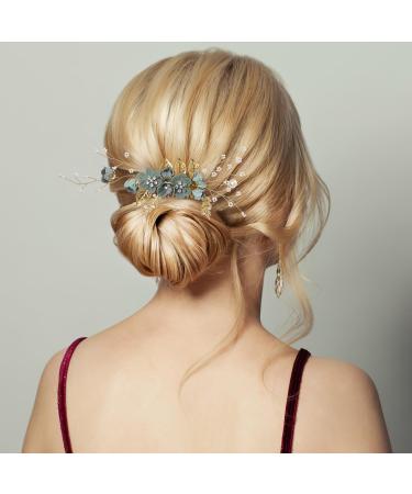 Minkissy Pearl Crystal Wedding Hair Comb - Green Bridal Hair Accessories - Buy Online on GoSupps.com