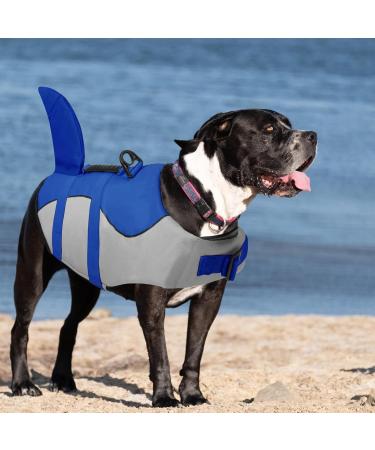 Shop Cit toile Dog Life Jacket - Safe Lightweight Water Vest for Small Medium & Large Dogs | Reflective Handle | Shark Design | Blue M/M - Buy Online on GoSupps.com